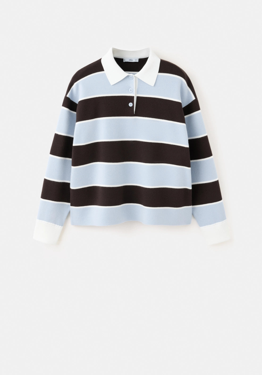 Polo Neck Stripe Sweater - Blue