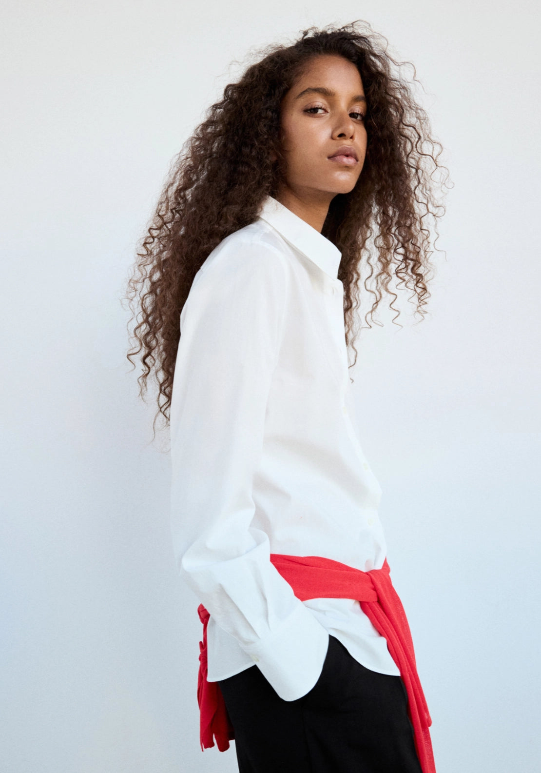 Cotton And Lyocell Blend Straight Shirt - White