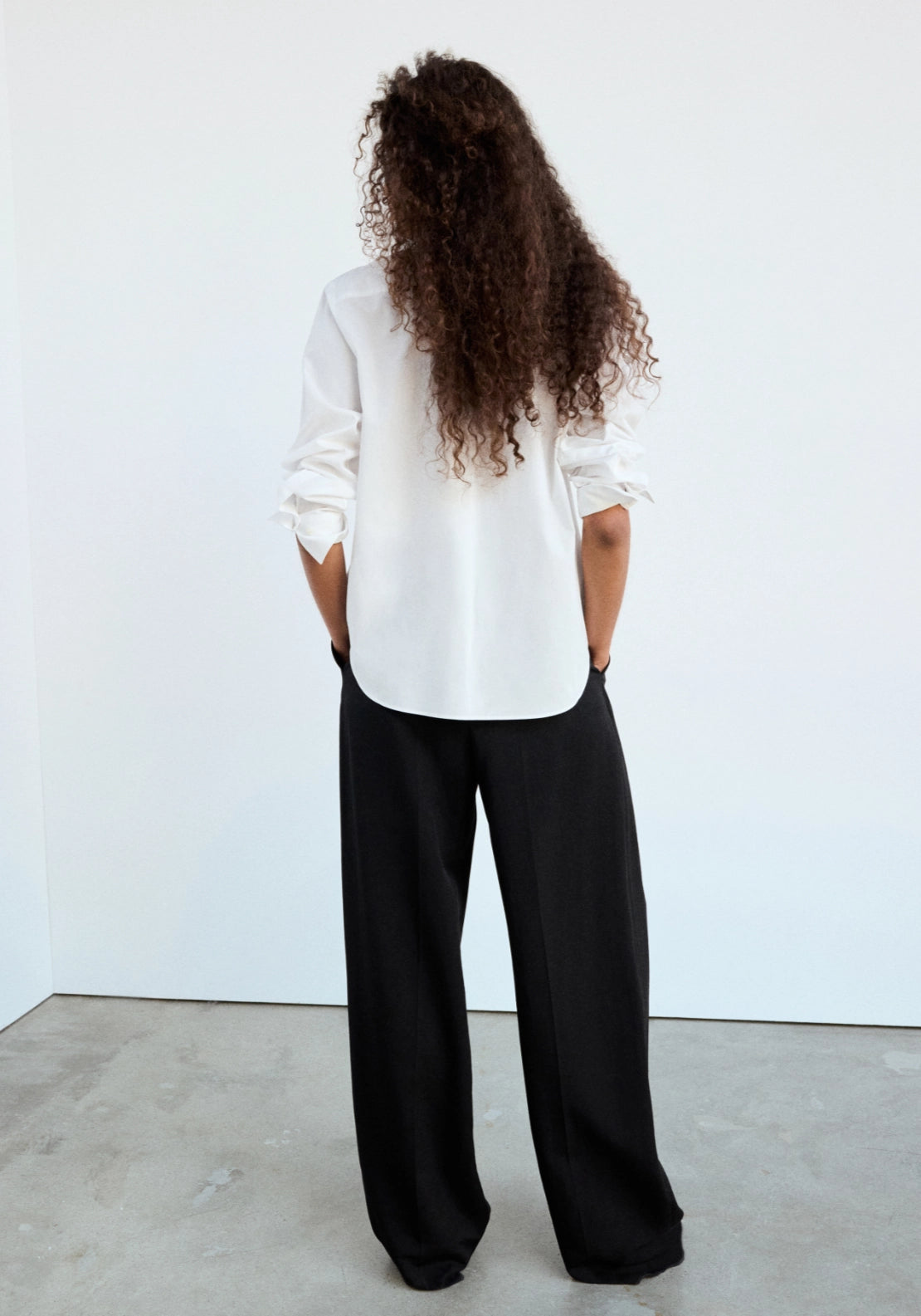 Cotton And Lyocell Blend Straight Shirt - White