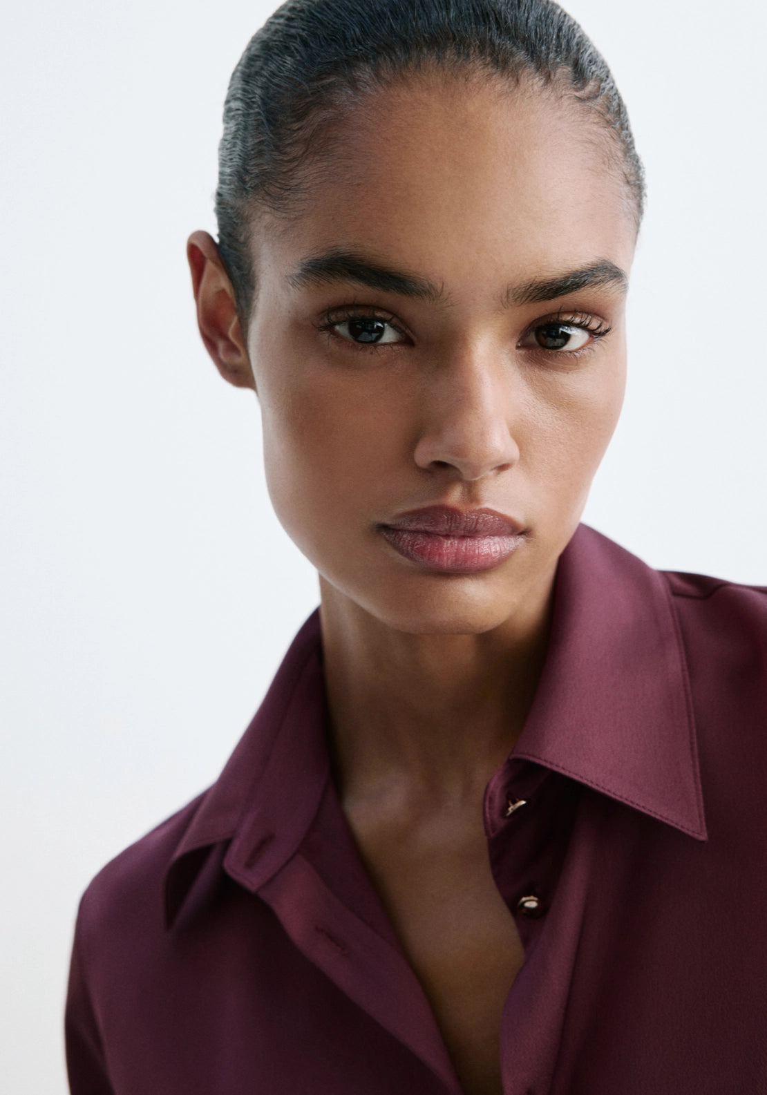 Regular Fit Satin Shirt - Burgundy