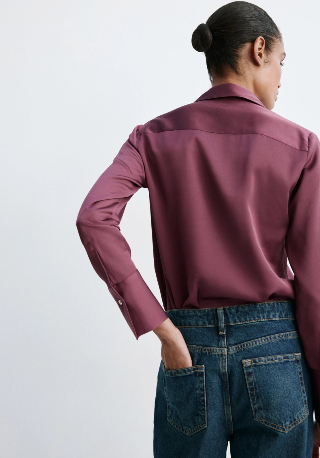 Regular Fit Satin Shirt - Burgundy