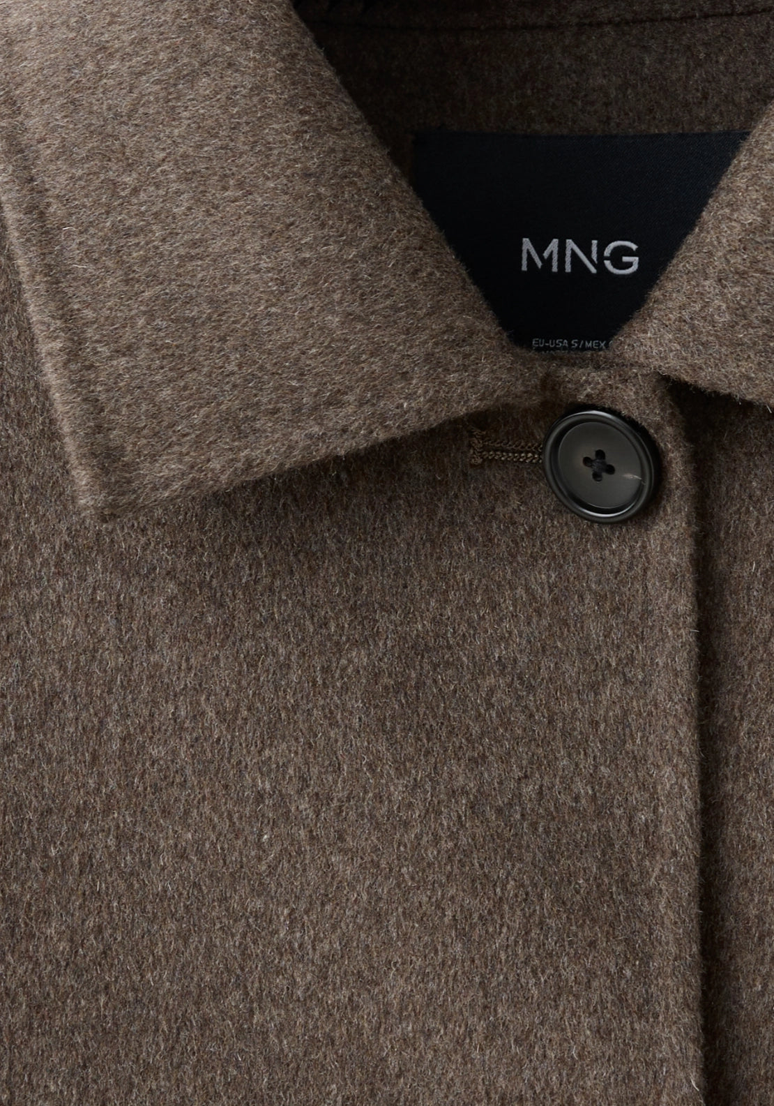 Wool Blend Lapel Jacket - Brown