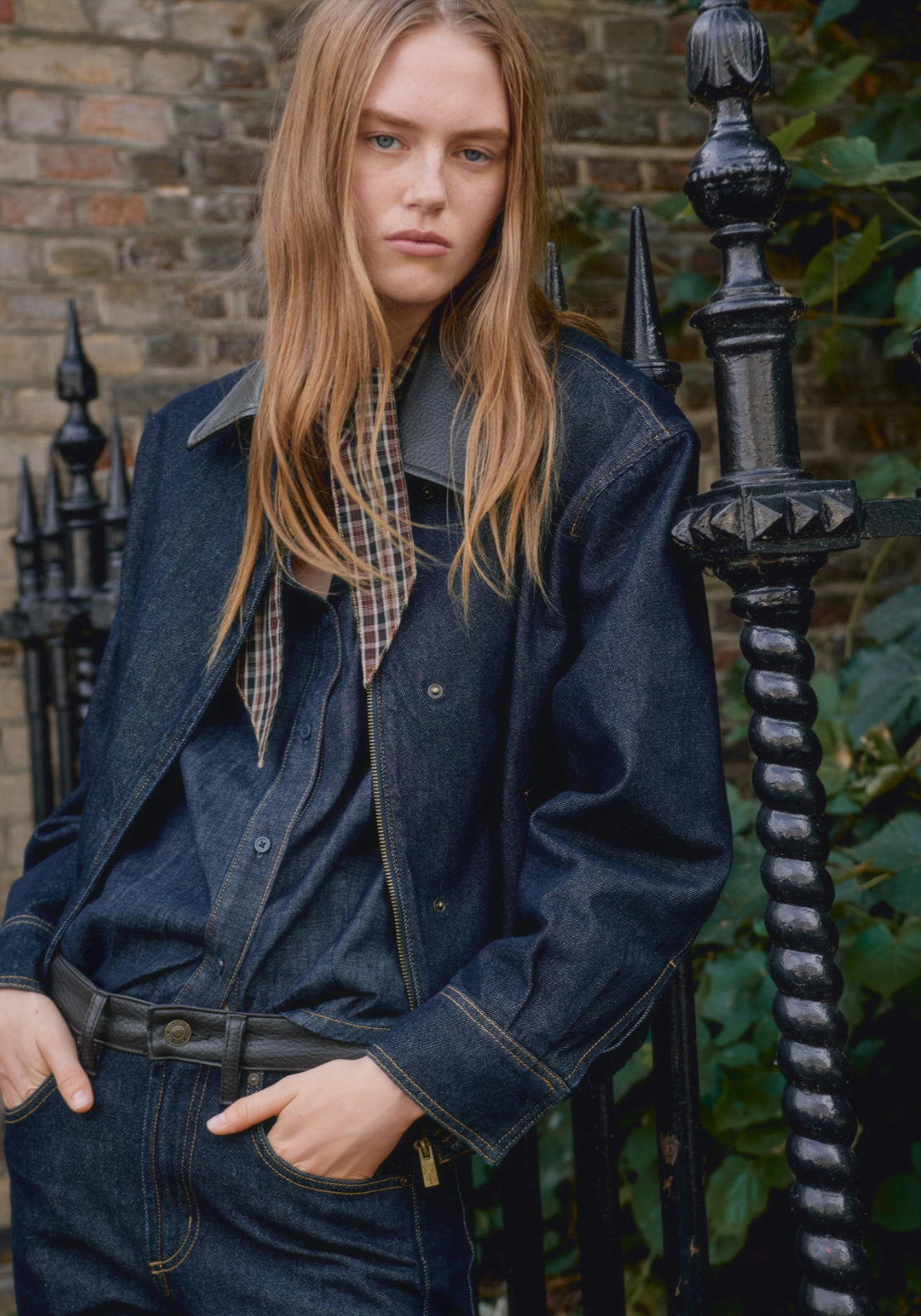 Flared Jeans With Faux Leather Detailing - Denim Blue