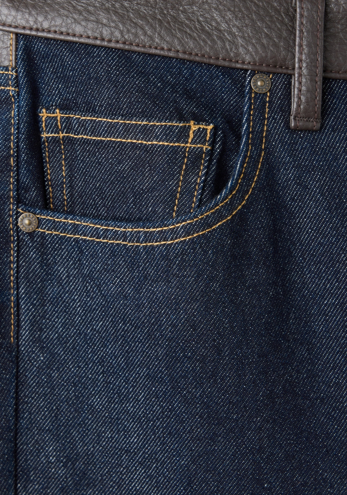 Flared Jeans With Faux Leather Detailing - Denim Blue