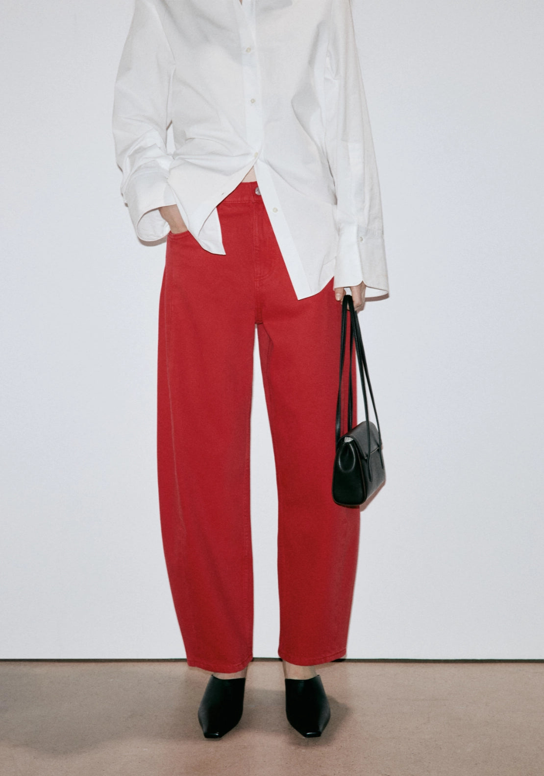Simone Cotton Balloon Jeans - Red