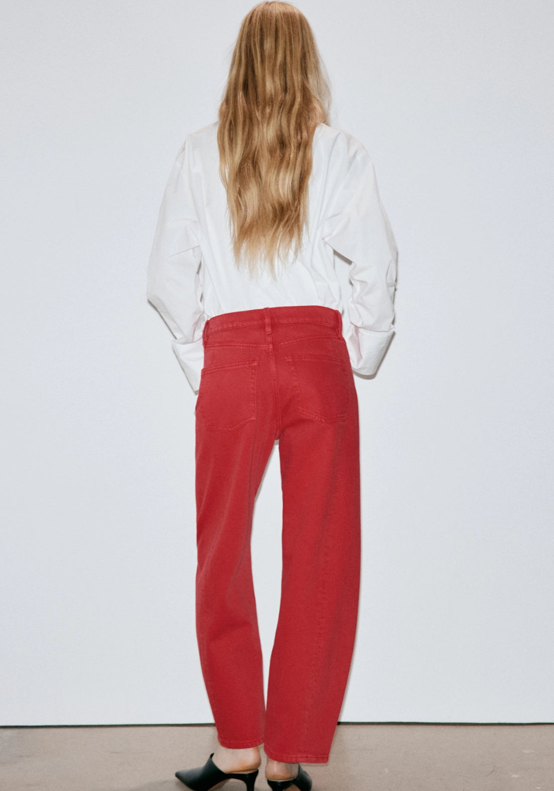 Simone Cotton Balloon Jeans - Red