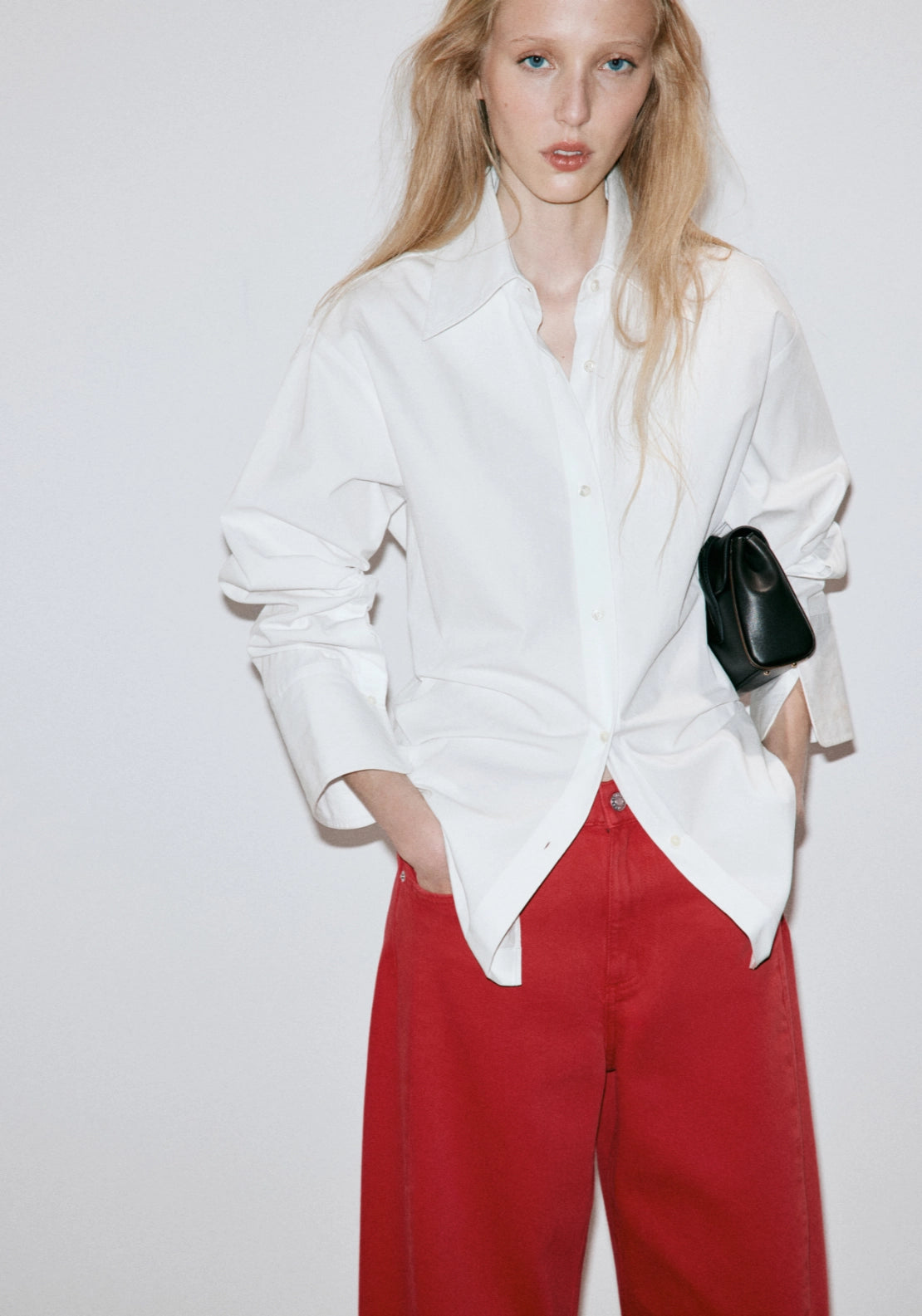 Simone Cotton Balloon Jeans - Red