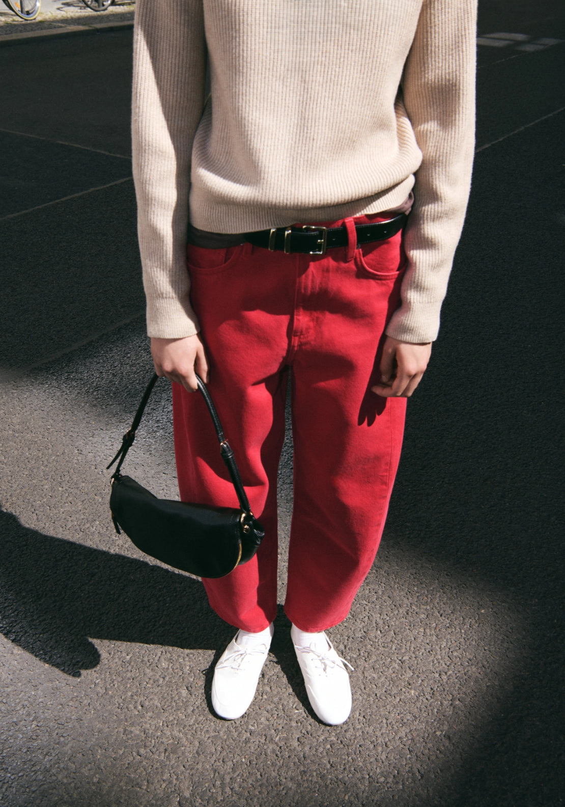 Simone Cotton Balloon Jeans - Red