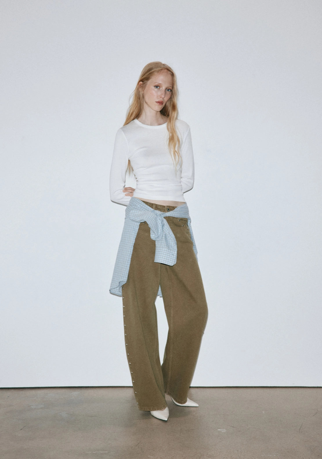 Studded Balloon Jeans - Green