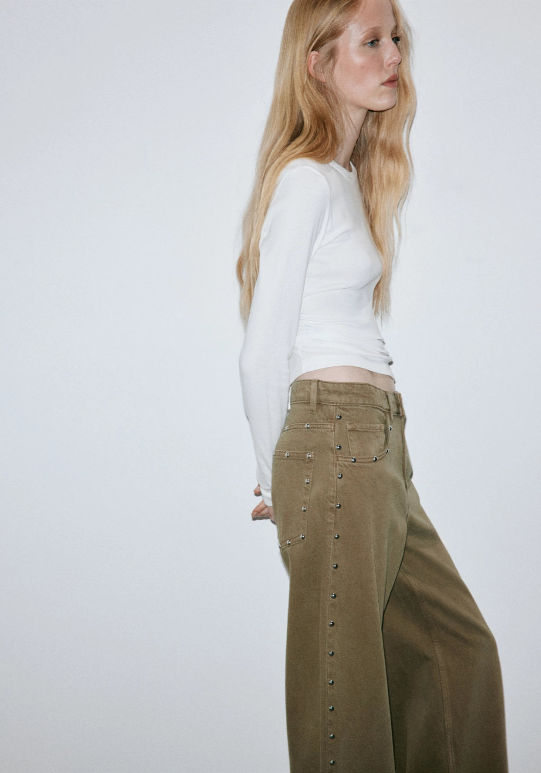 Studded Balloon Jeans - Green