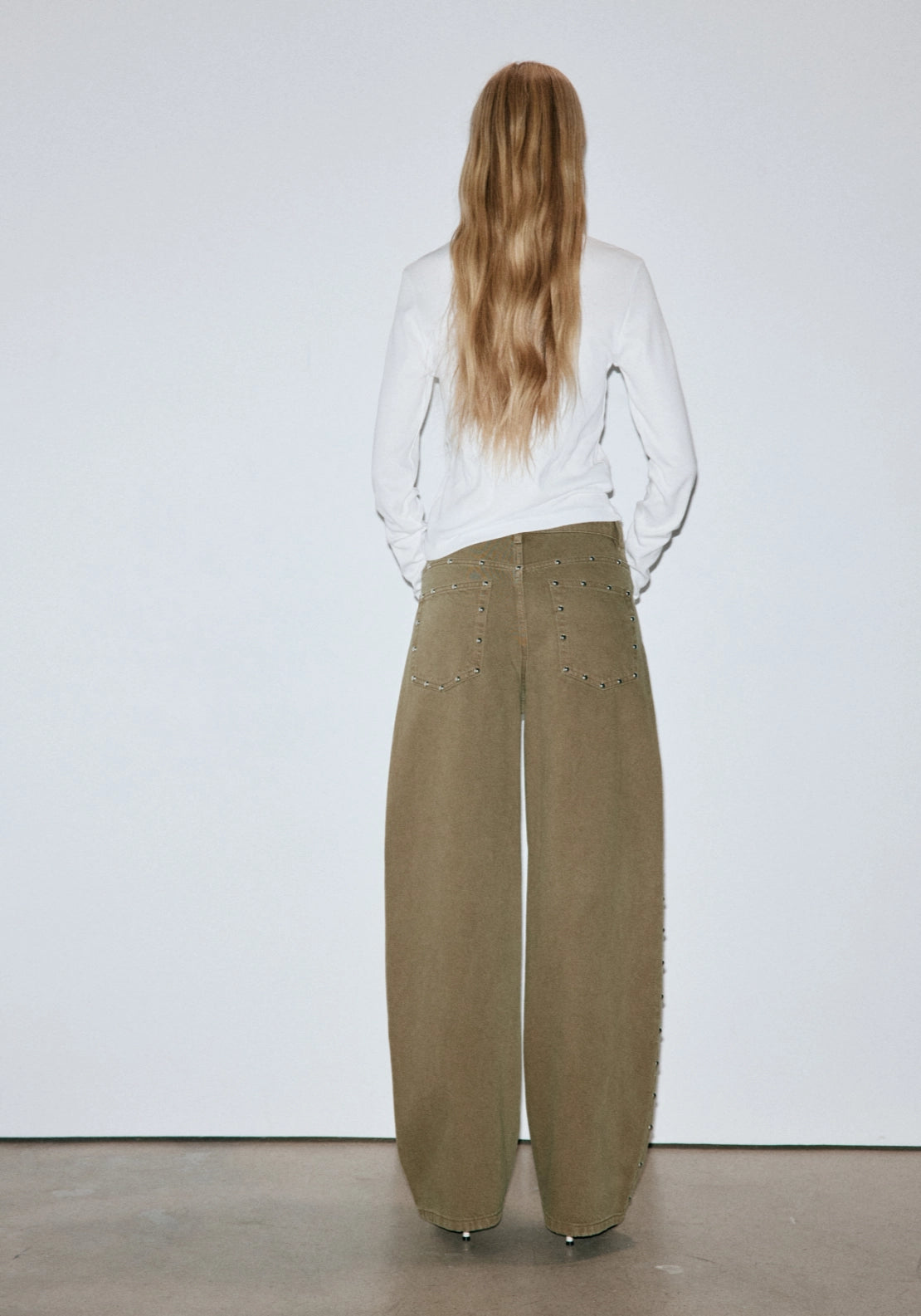 Studded Balloon Jeans - Green