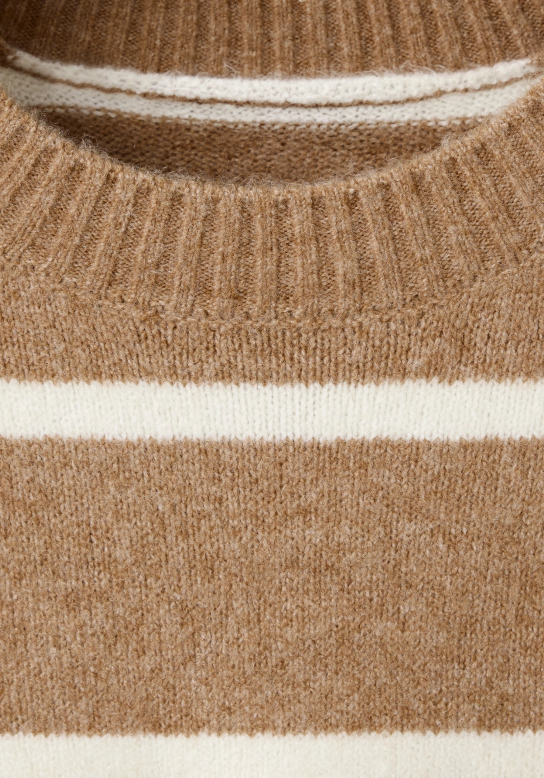 Striped Crew Neck Sweater - Brown