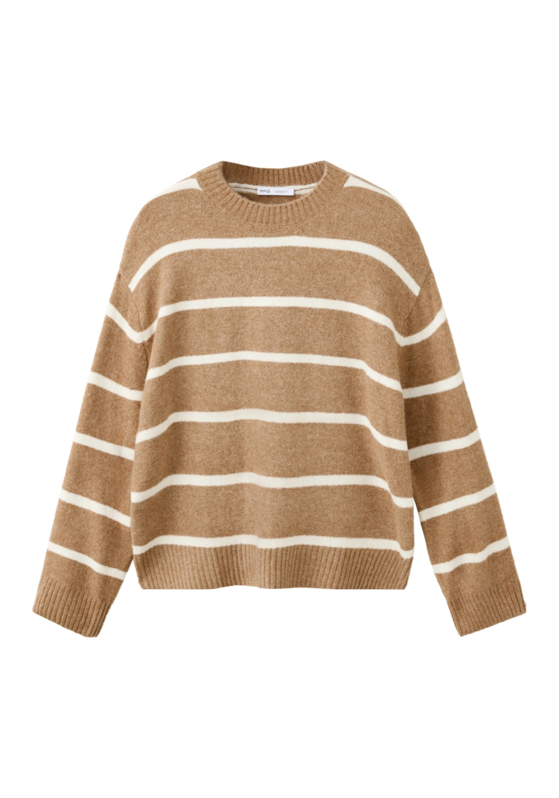 Striped Crew Neck Sweater - Brown