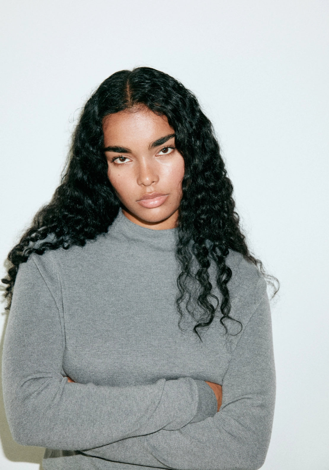 Knitted Sweater With Perkins - Grey