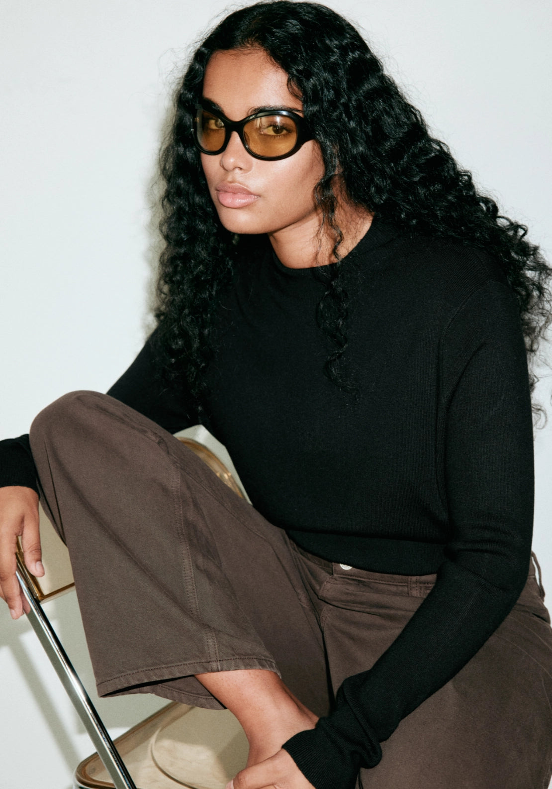 Knitted Sweater With Perkins - Black