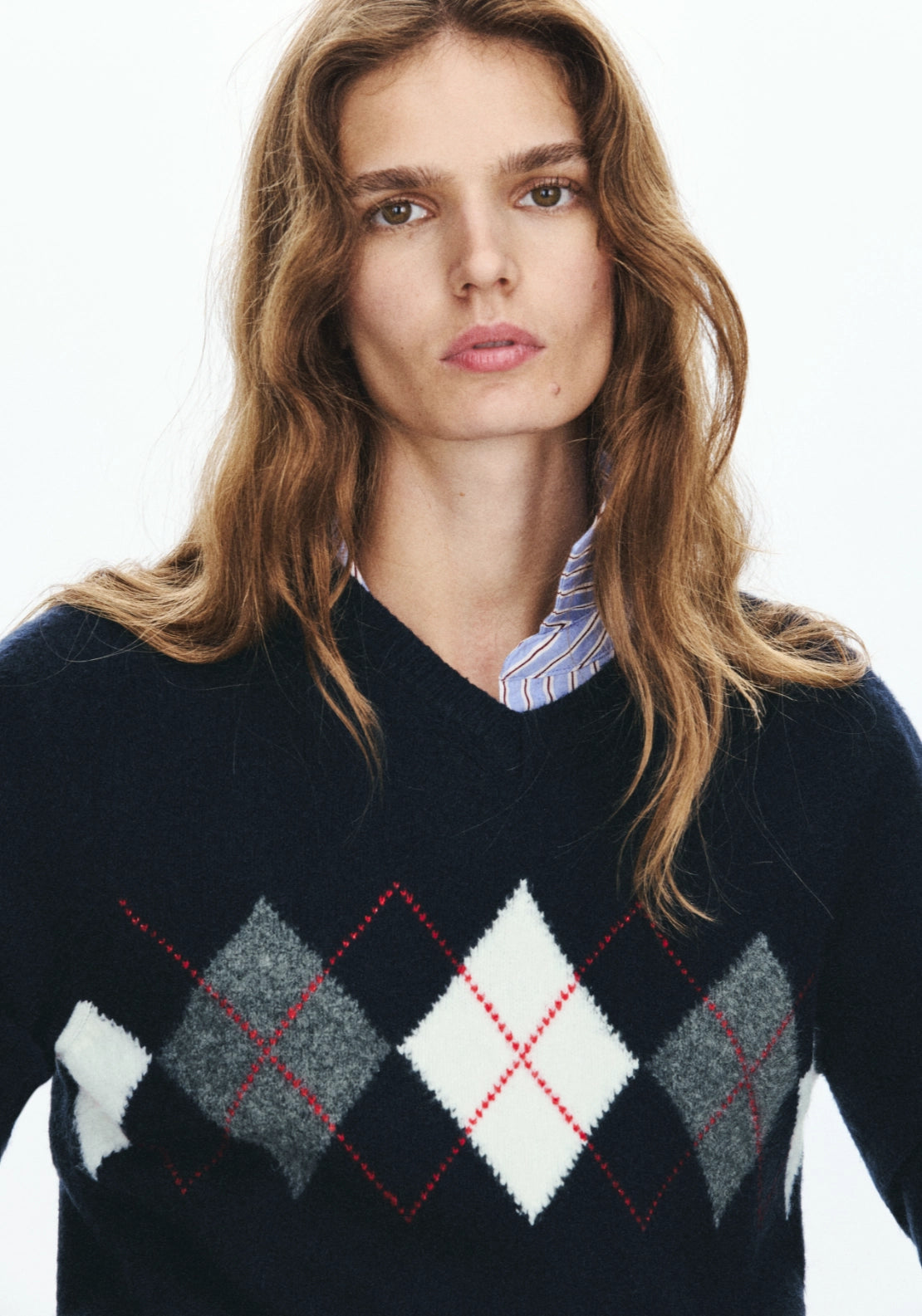 Pattern Sweater With V-Neck - Blue
