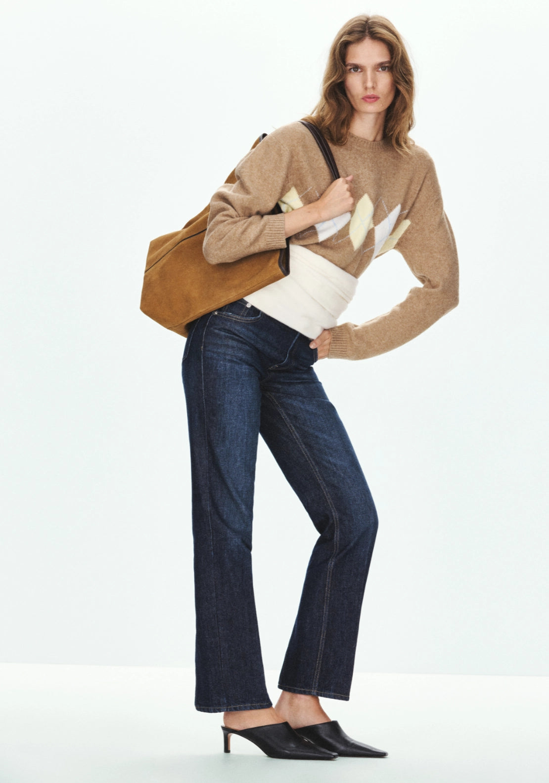 Pattern Sweater With Crew Neck - Brown