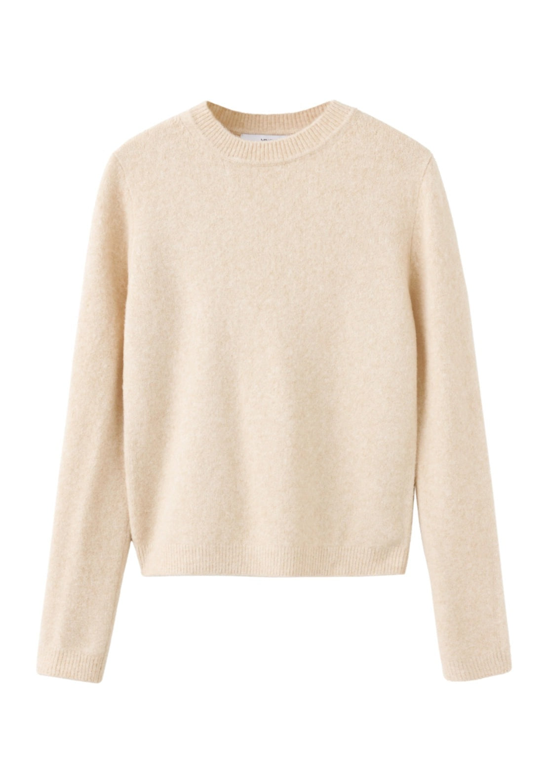 Knitted Sweater With Crew Neck - Beige