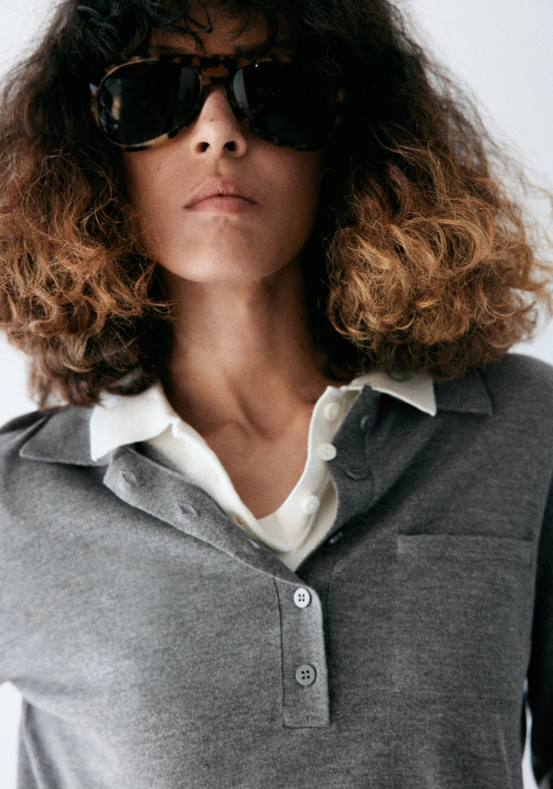 Polo Shirt With Pocket - Grey