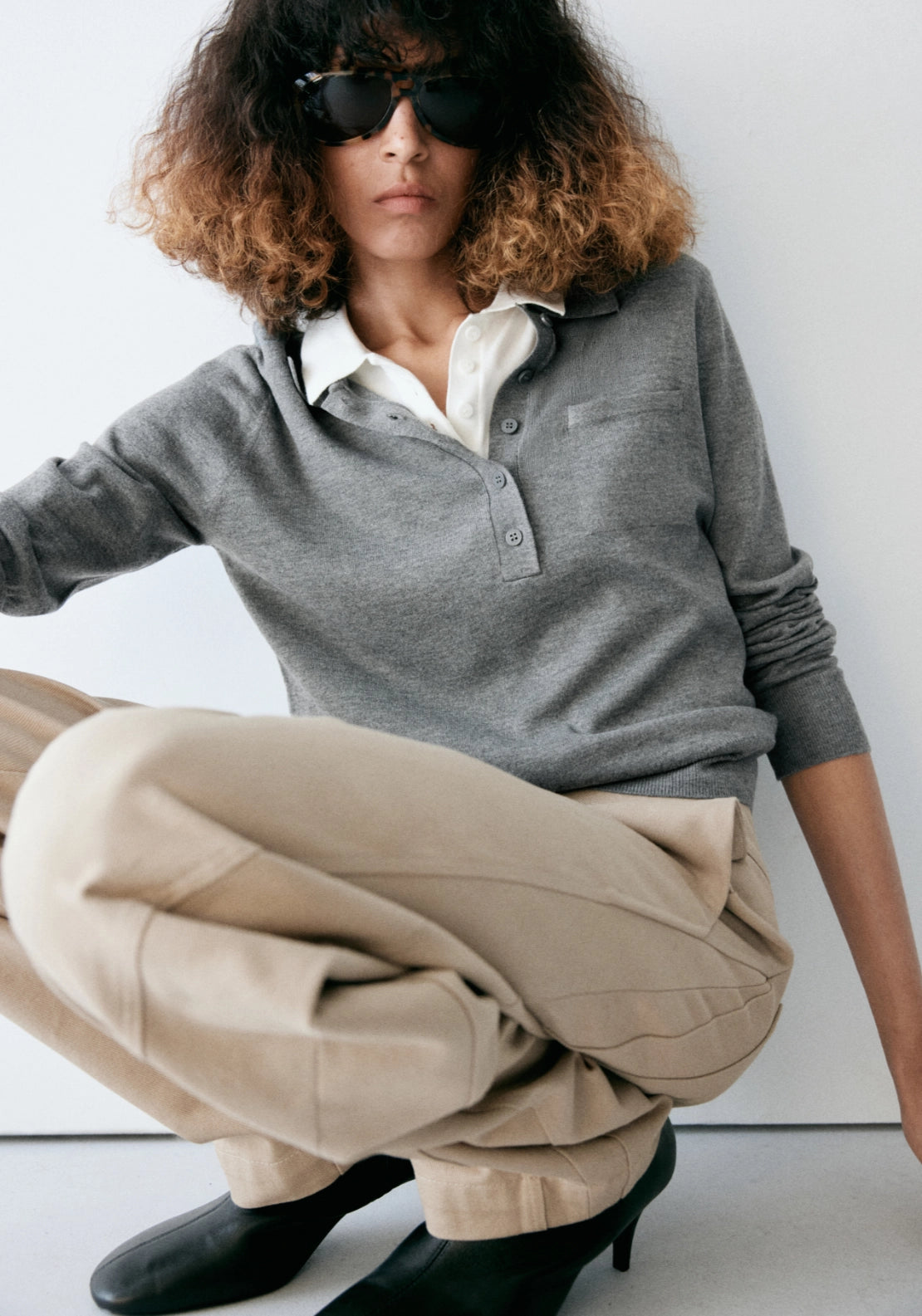 Polo Shirt With Pocket - Grey
