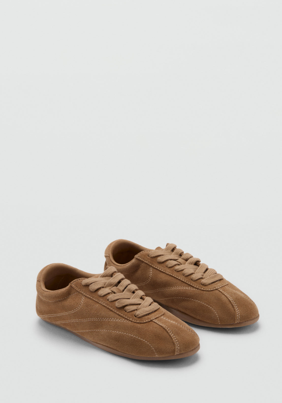 Contrasting Panel Leather Sneakers - Brown