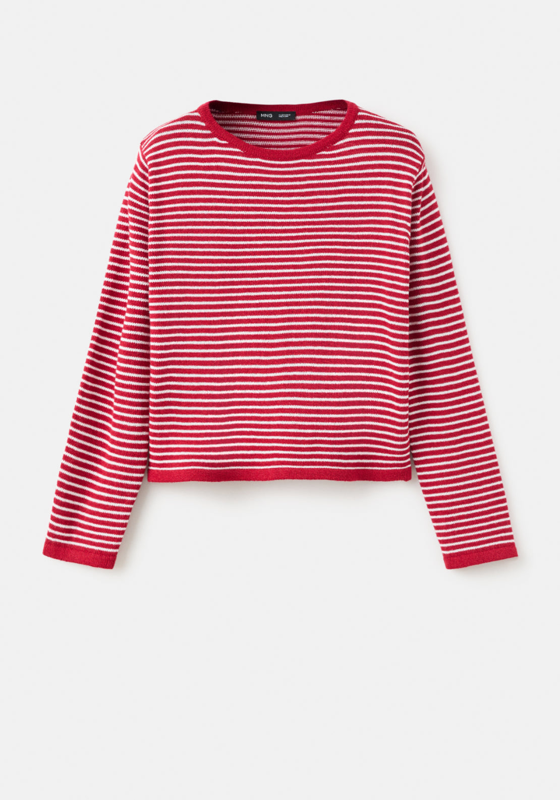 Knit Striped Cotton Blend Sweater - Red