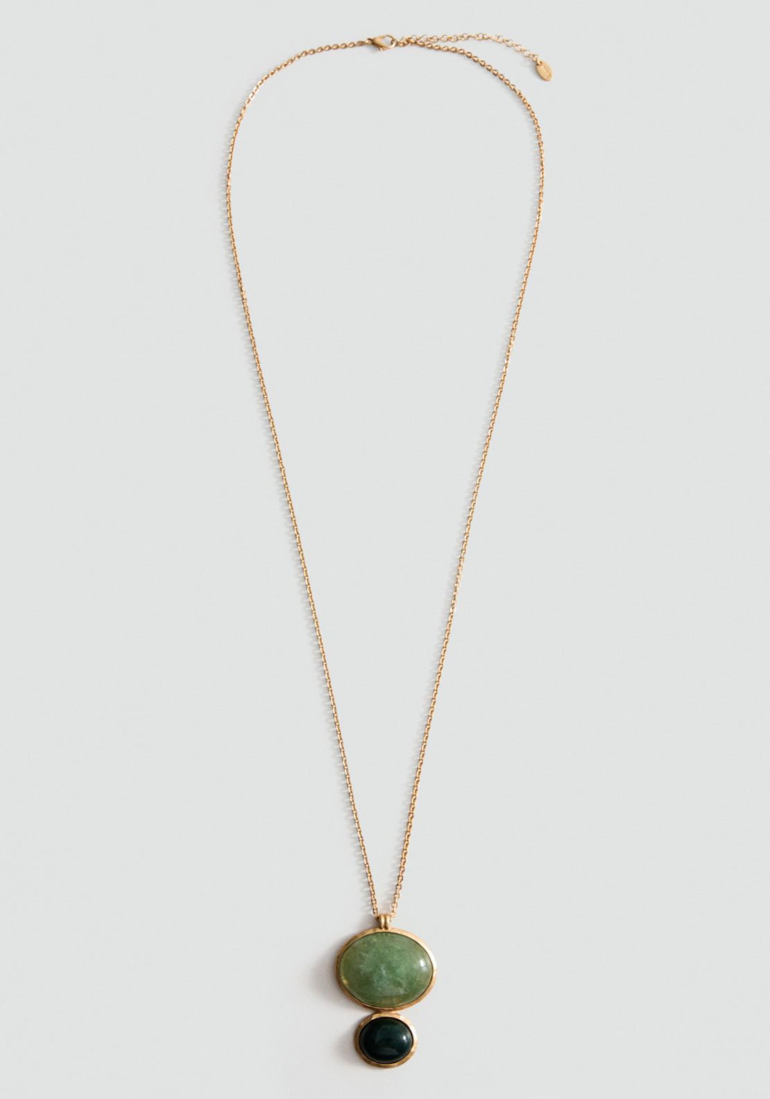 Long Pendant With Stones - Gold
