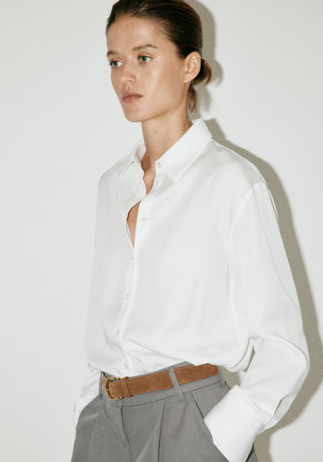 Straight Lyocell Shirt - White
