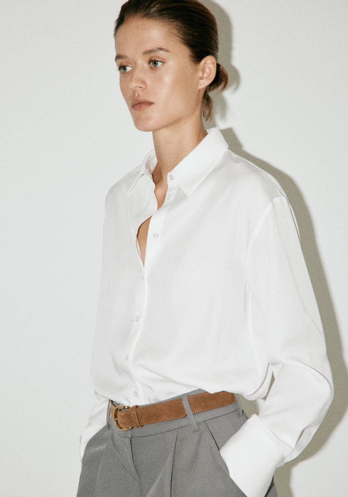 Straight Lyocell Shirt - White