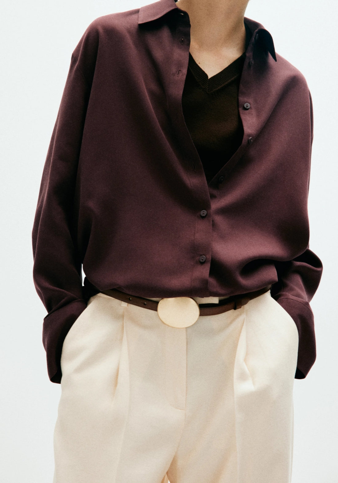 Straight Lyocell Shirt - Brown