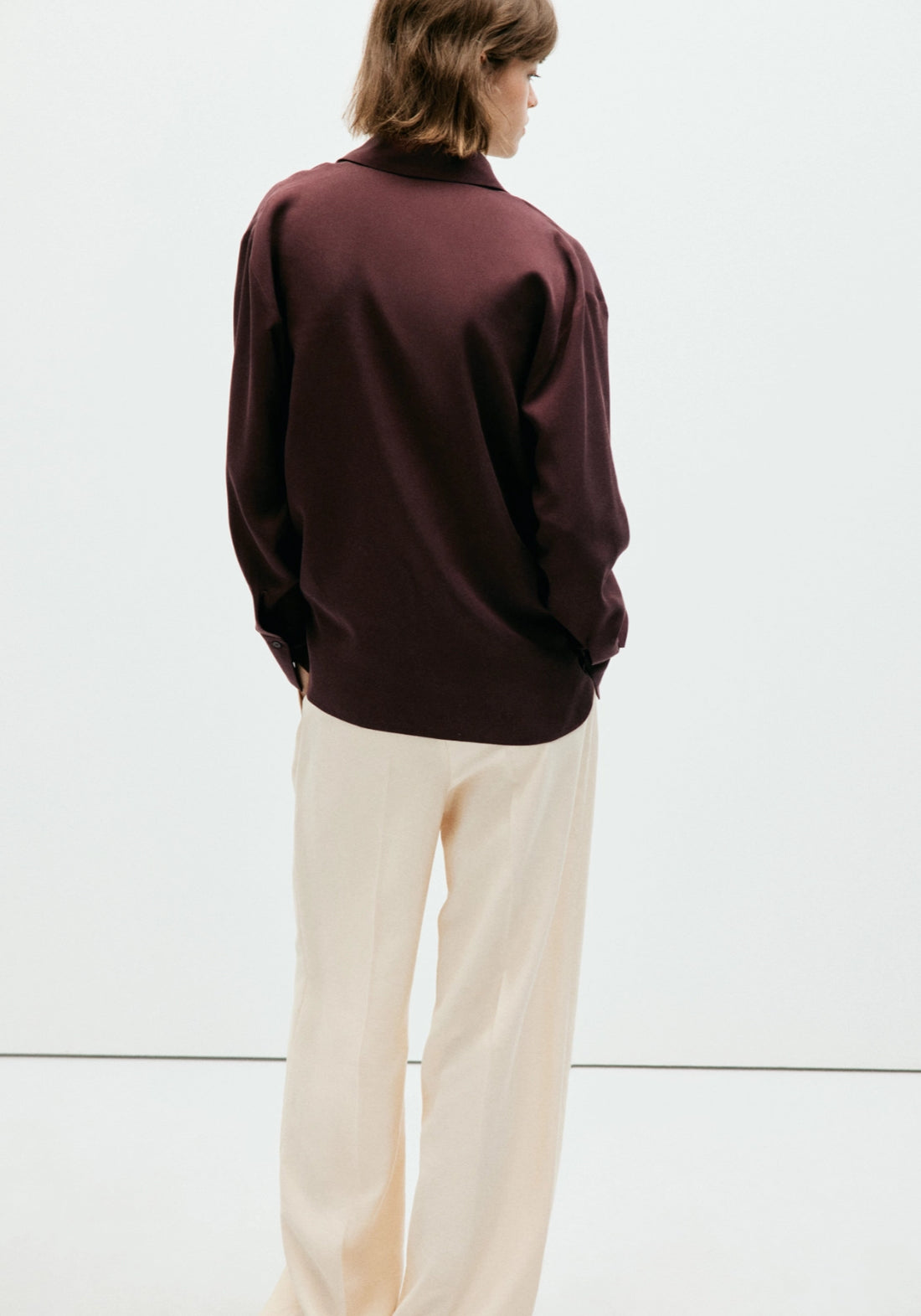 Straight Lyocell Shirt - Brown