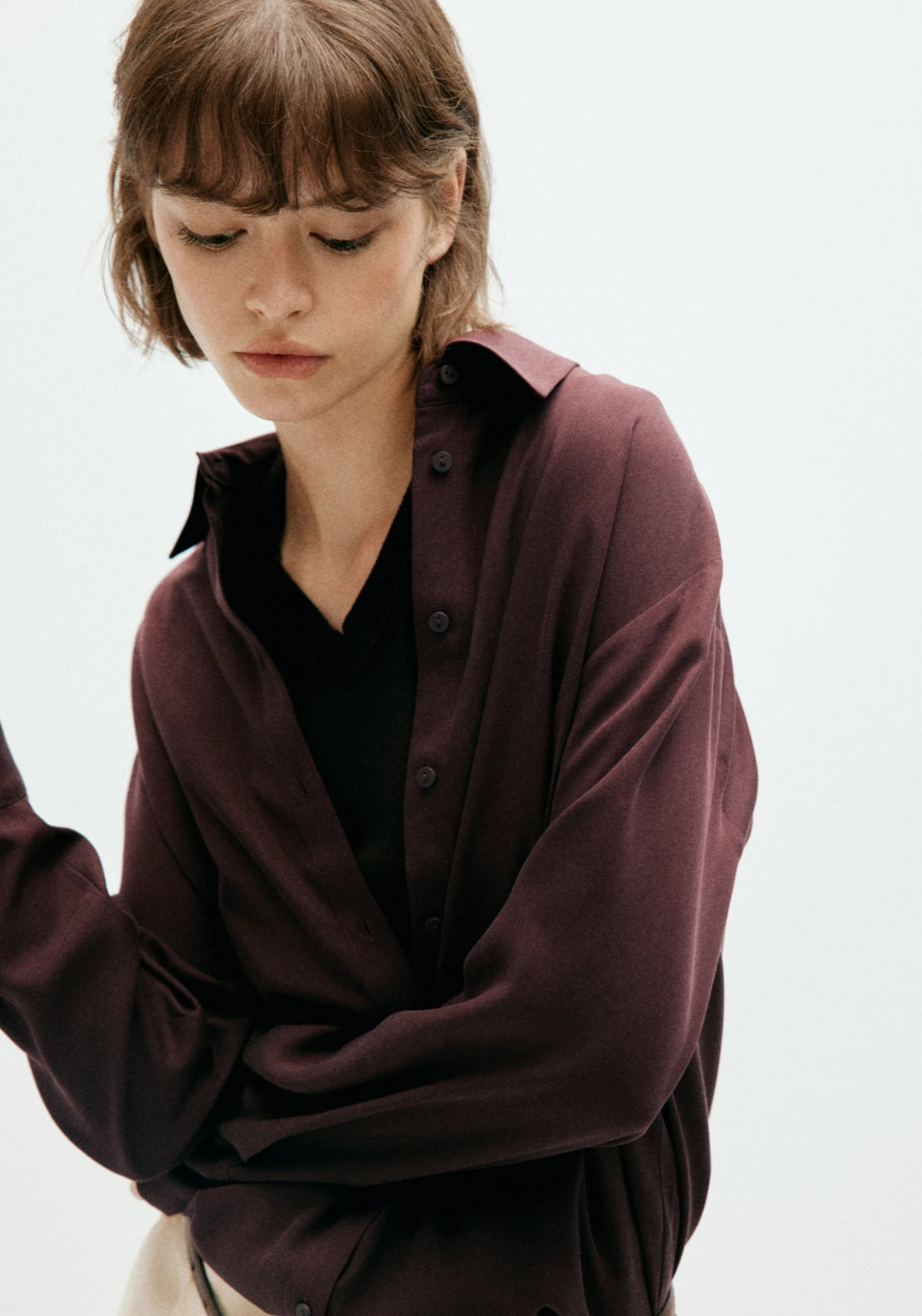 Straight Lyocell Shirt - Brown