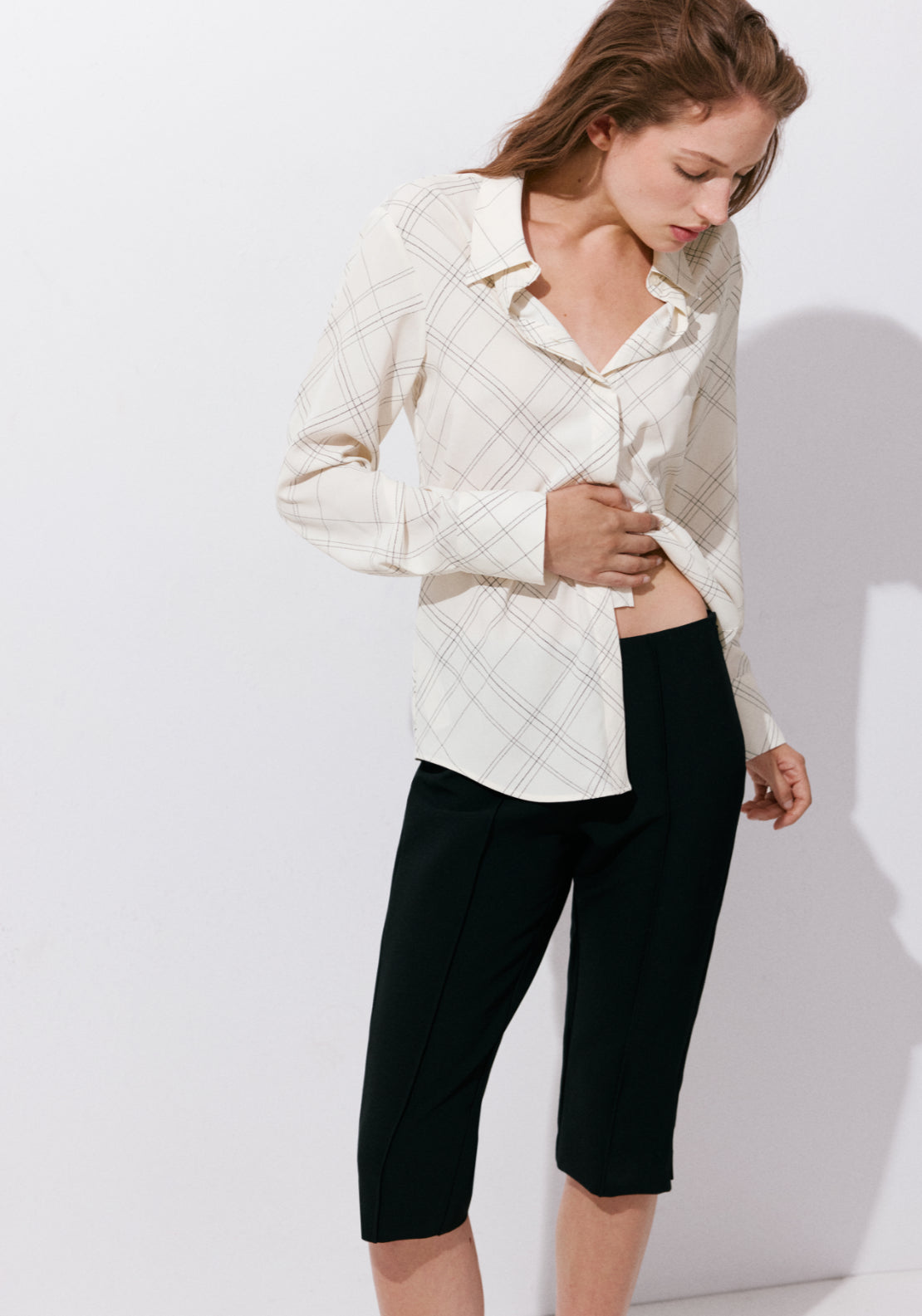 Printed Straight Shirt - White