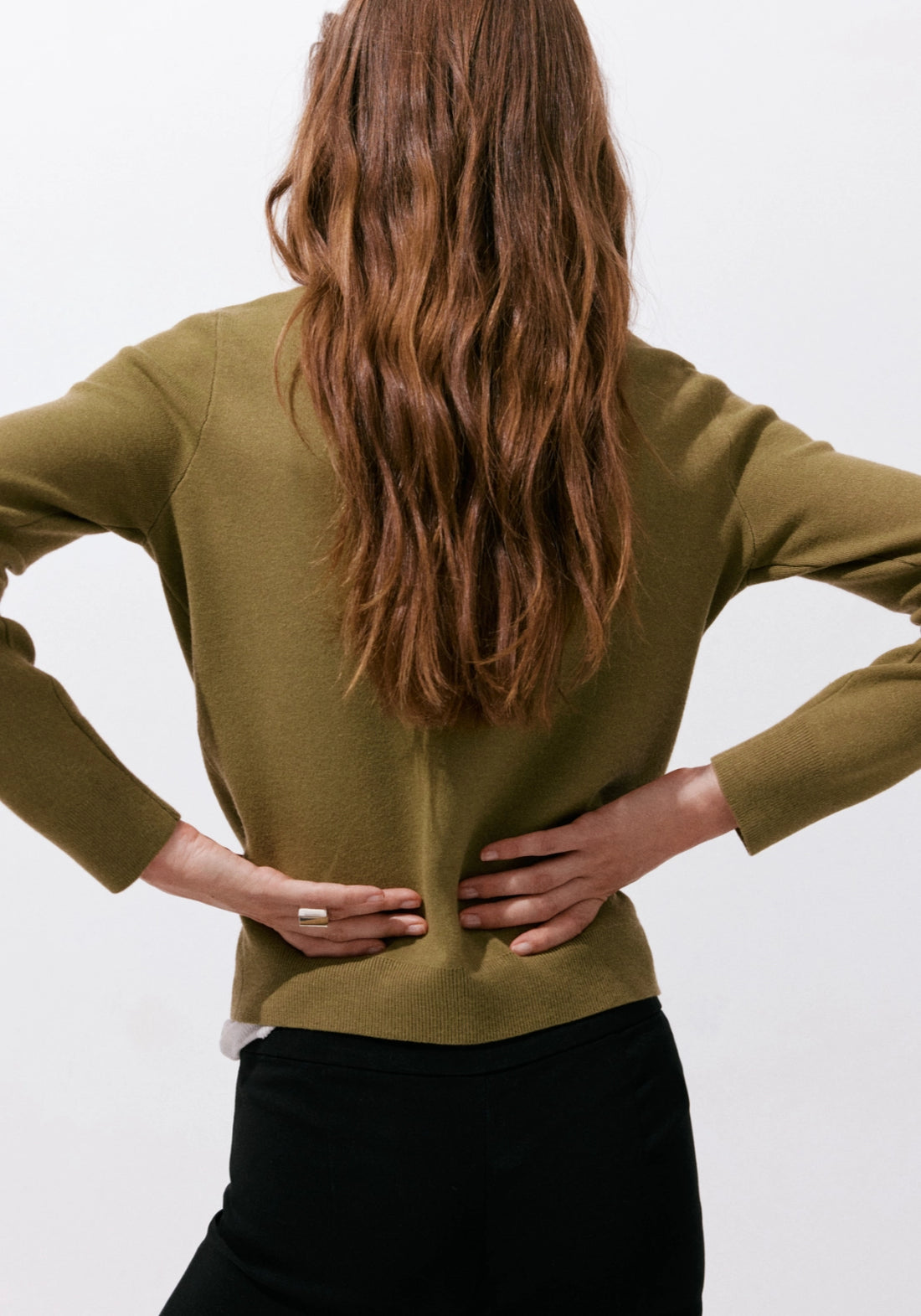 Fine Knit Boat Neck Sweater - Green