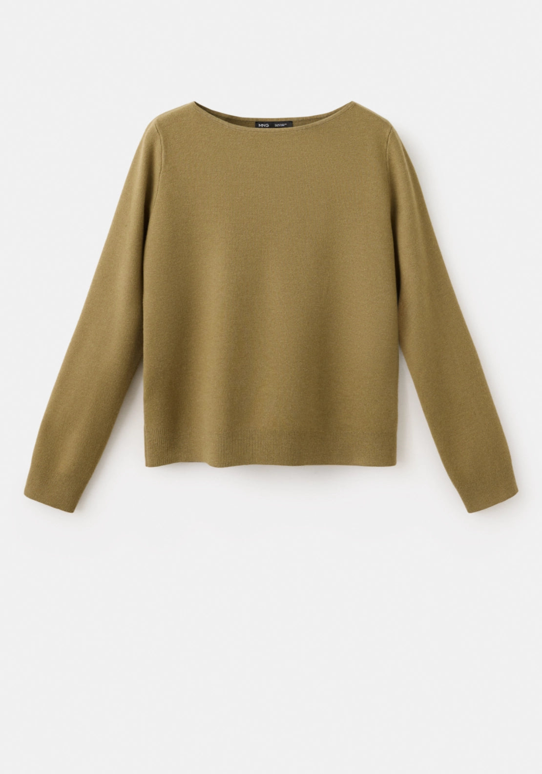 Fine Knit Boat Neck Sweater - Green