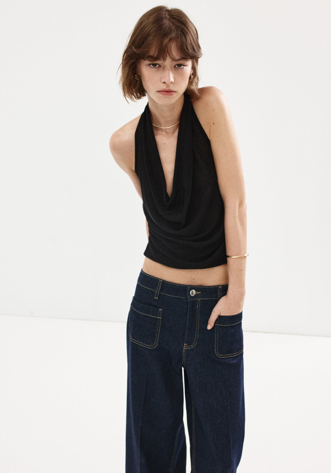 High Waisted Wide Leg Jeans - Denim Blue