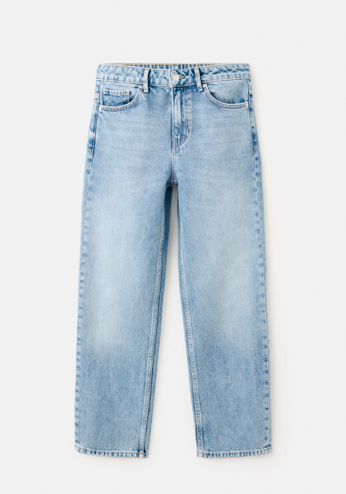 Mid Rise Straight Crop Jeans - Denim Blue