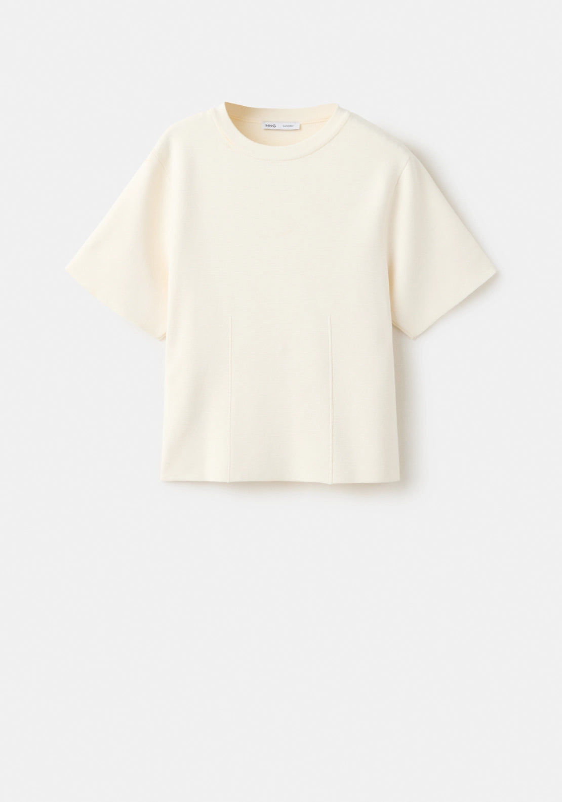 Short Sleeved Fine Knit Sweater - Cream