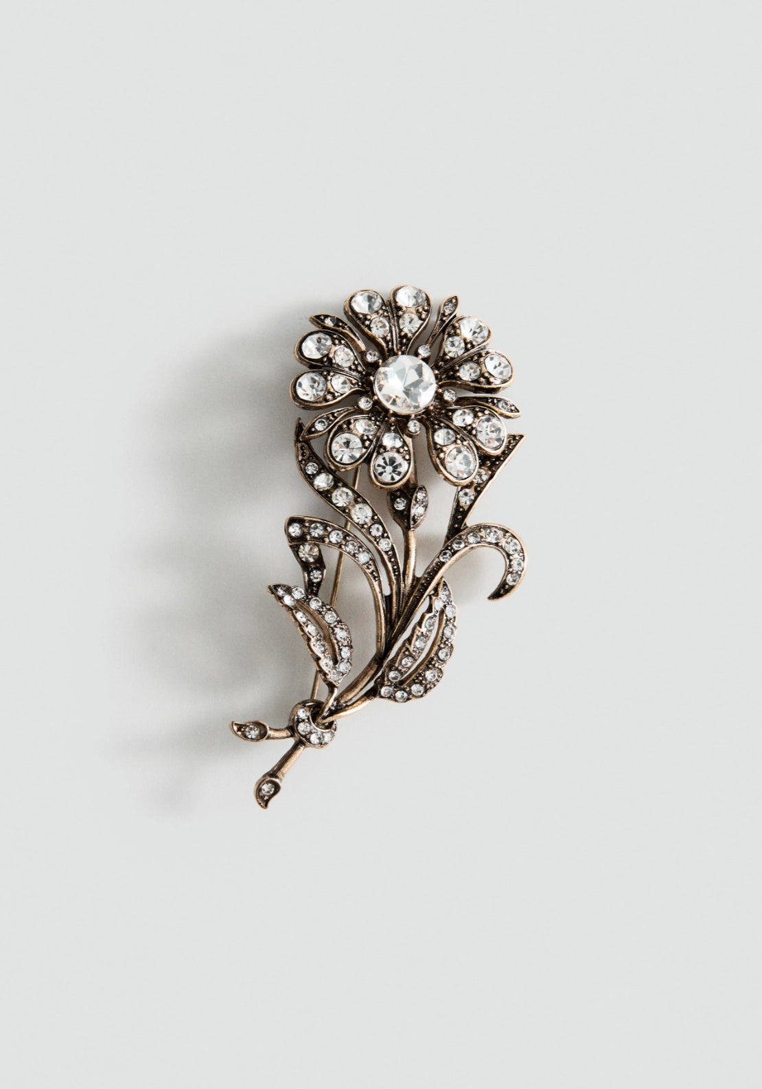 Crystal Flower Brooch - Silver