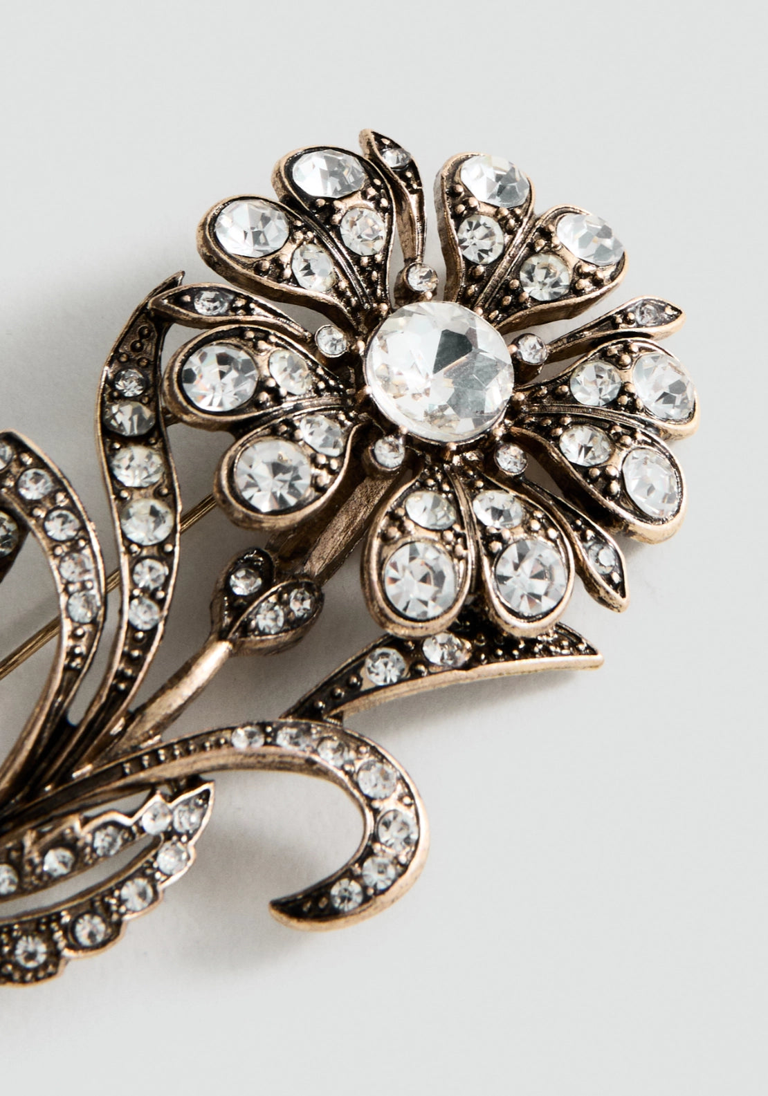 Crystal Flower Brooch - Silver