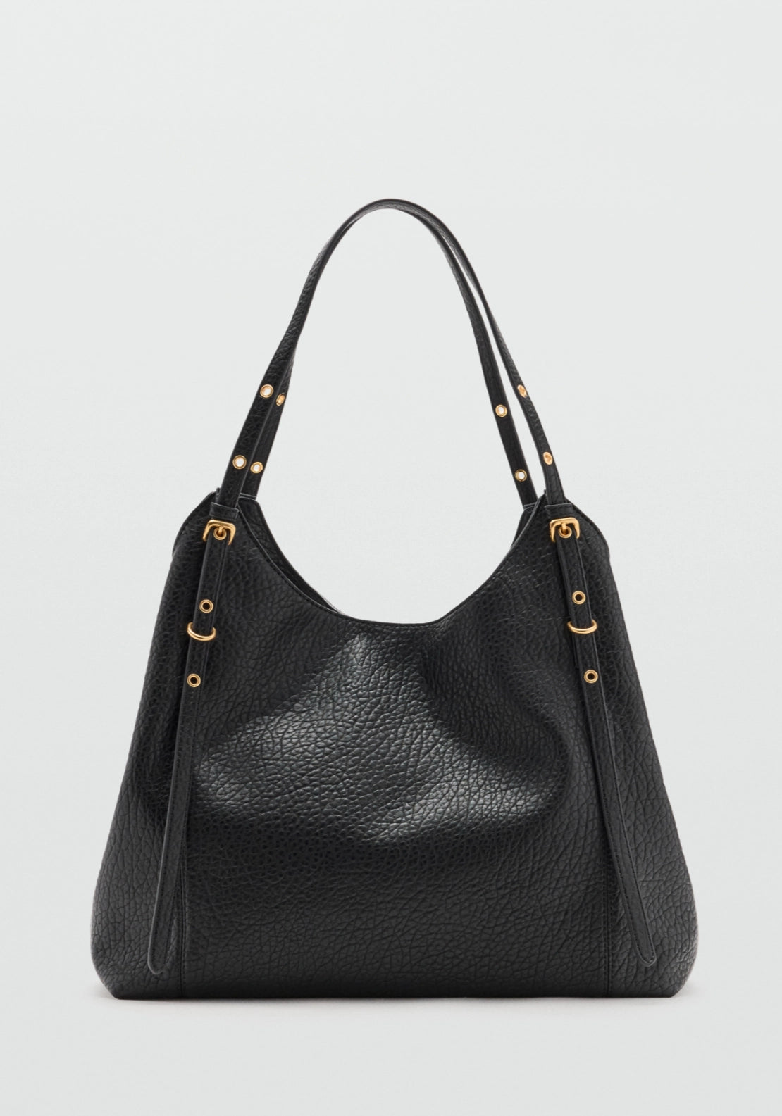 Buckle Strap Hobo Bag - Black