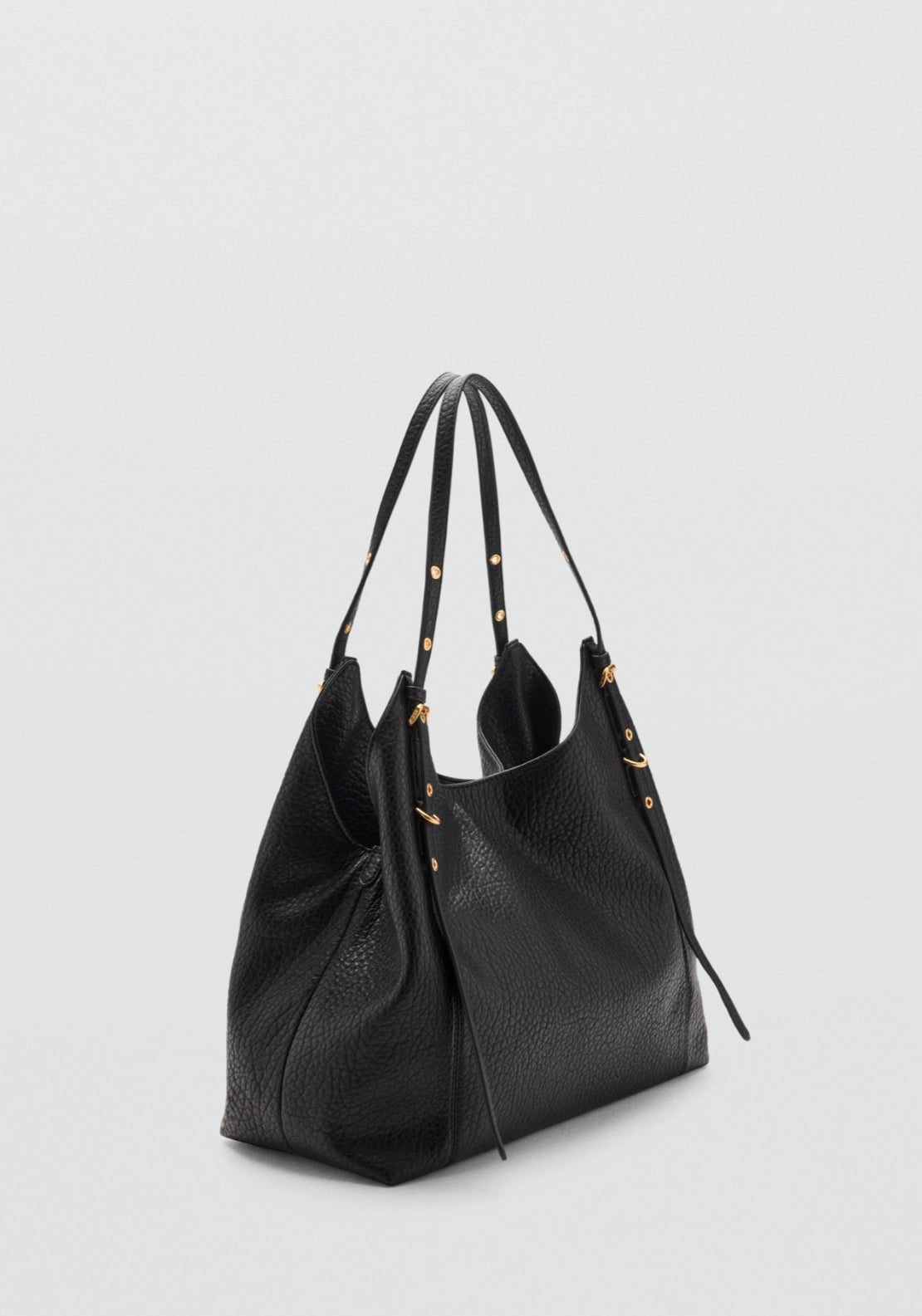 Buckle Strap Hobo Bag - Black