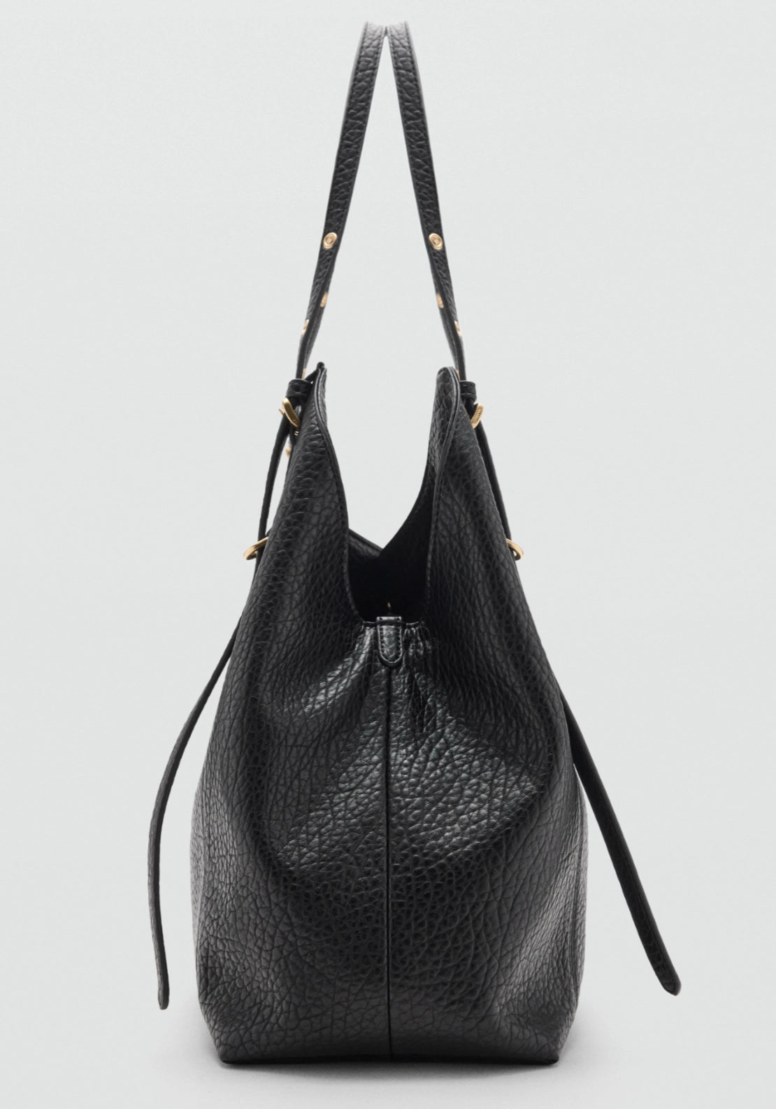 Buckle Strap Hobo Bag - Black