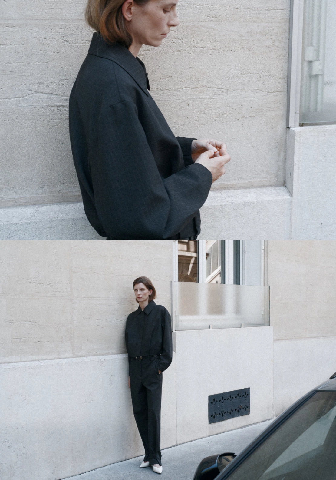 Pinstripe Bomber Jacket - Grey