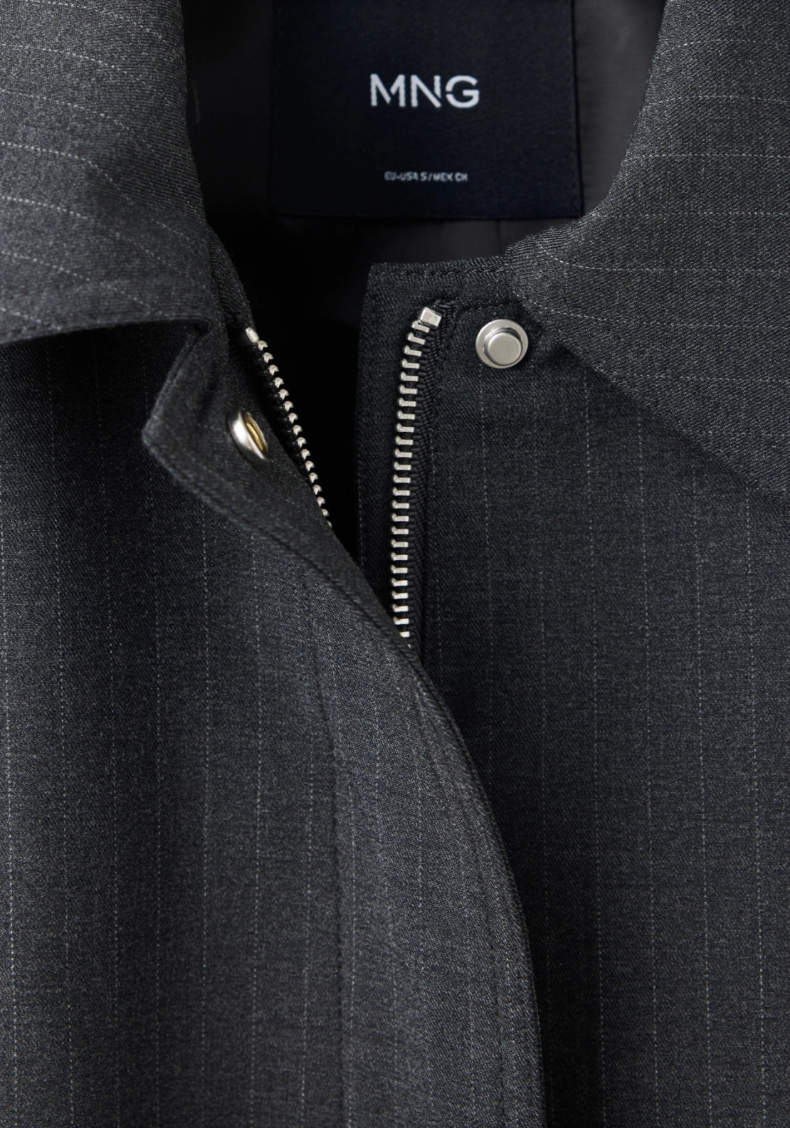Pinstripe Bomber Jacket - Grey