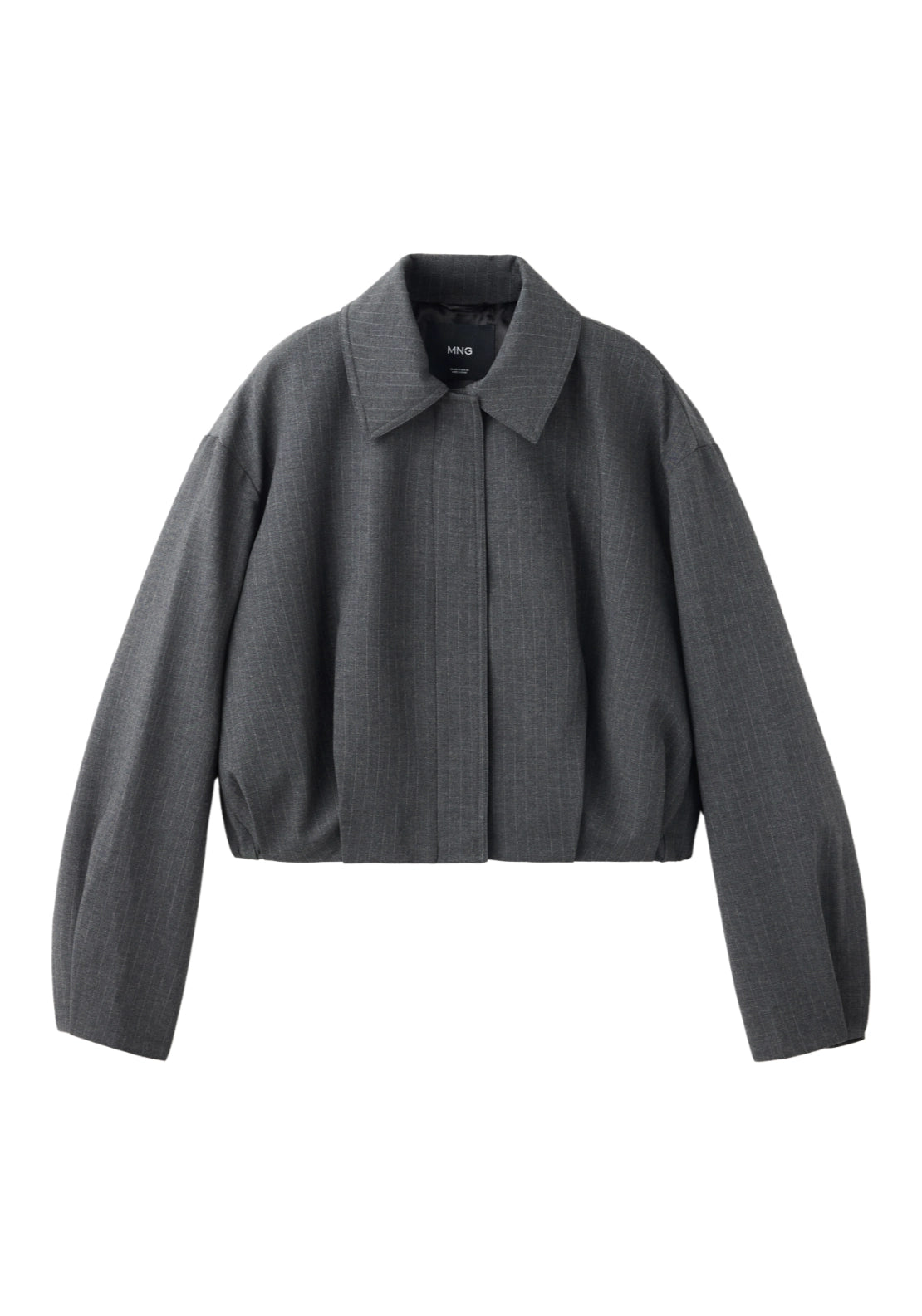 Pinstripe Bomber Jacket - Grey