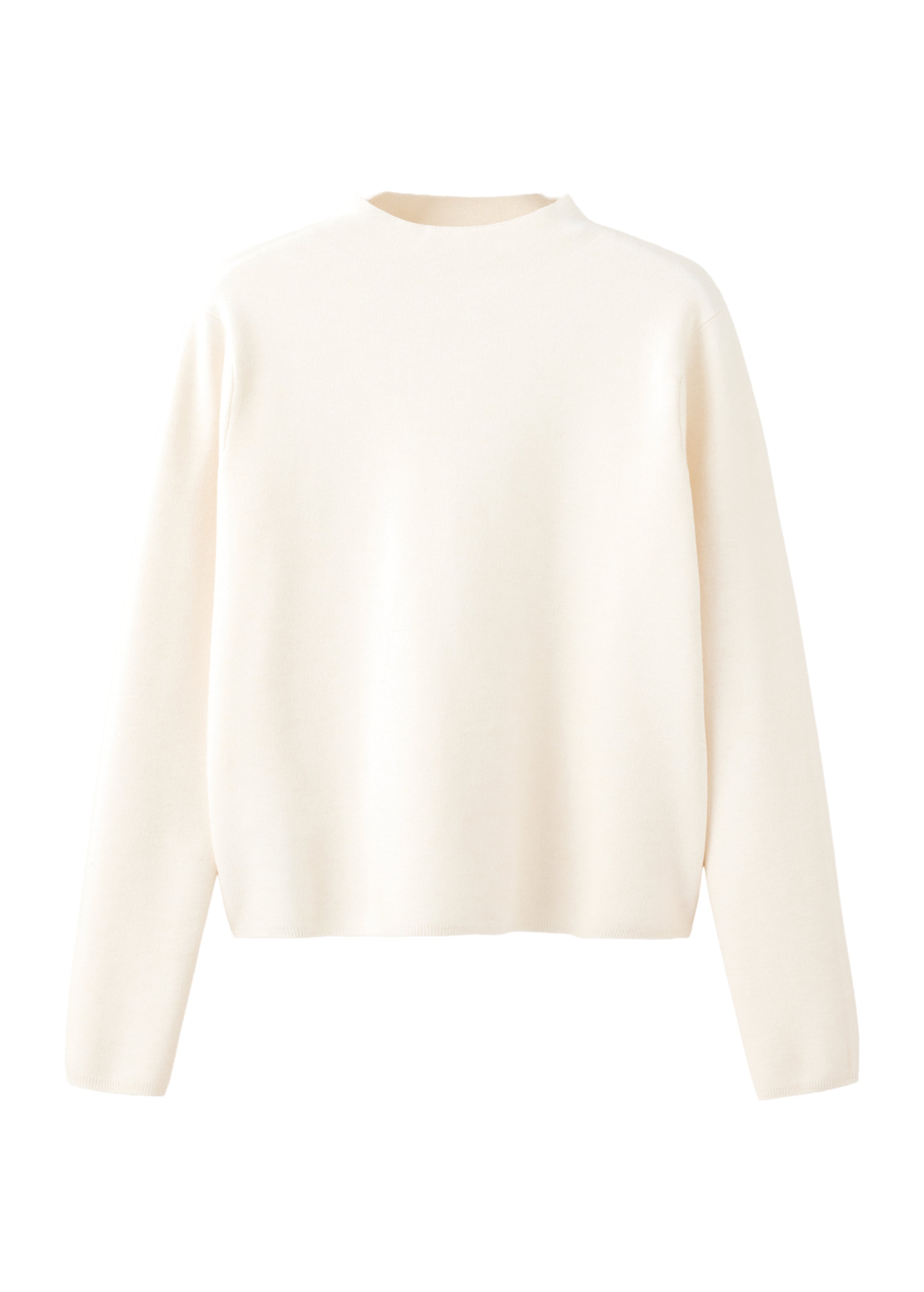 Knitted Sweater With Perkins Neck - Cream