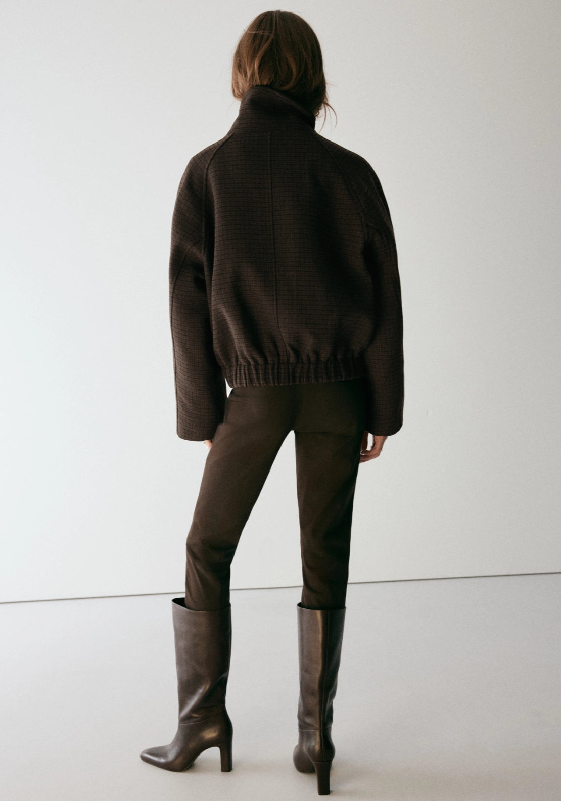 Check Bomber Jacket - Brown