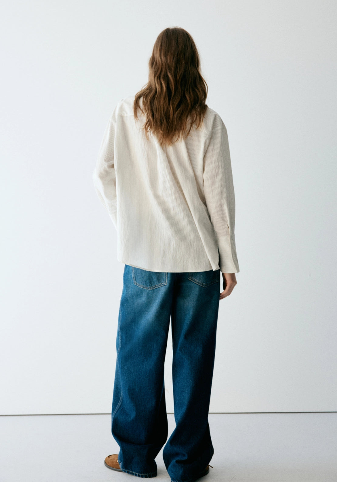 Striped Shirt With Floral Embroidery - Cream
