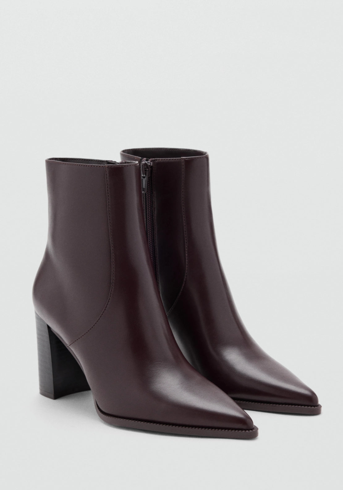 Pointed Heel Ankle Boot - Brown